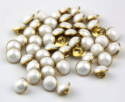 Pack of 25pcs 13mm White Pearl Half Resin Dome Cap Copper Base Buttons for Crafting Sewing Scarpbooking Scarf and Clothes...