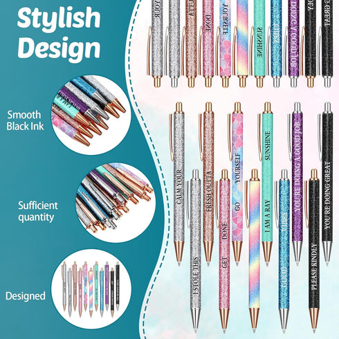 Funny Word Pens Set Inspirational Pens Congrats Grad Motivational Pens, Spoof Fun Ballpoint Pen Set, Novelty Negative Positive Pens Funny Coworker...