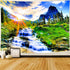 Delur Mountain Waterfall Tapestry Sunset Forest Tapestry Tree Nature Landscape Tapestry Rainforest Scenery Tropical Tapestry Psychedelic Wall Hang...