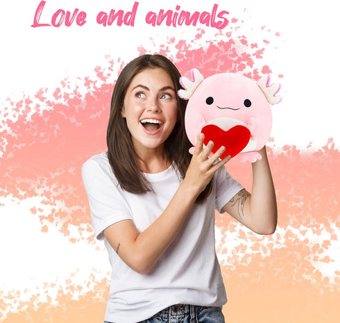 Axolotl Plush Animal, Love Heart Axolotl Plush Toy, Valentine's Day Gift for Girlfriend/Boyfriend 10.8IN(Love-Axolotl)...