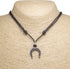 BlueRica Horseshoe on Adjustable Black Cord Necklace (Old Silver Finish)...