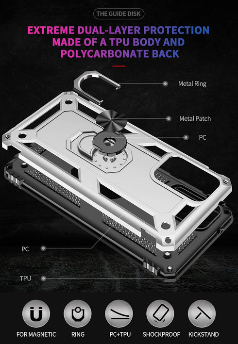 Military Grade Drop Impact for Samsung Galaxy A02S Case 360 Metal Rotating Ring Kickstand Holder Armor Heavy Duty Shockproof Case for Galaxy A02S ...