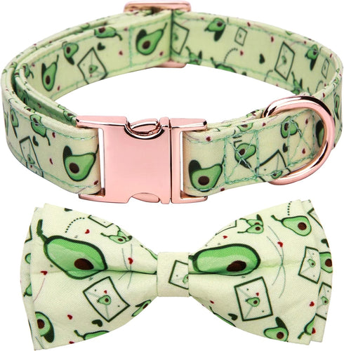 Adjustable Bow Tie Dog Collar Printed Cute Patterns Spring Summer Soft Pet Collars for Small Medium Large Boy or Girl Dogs...