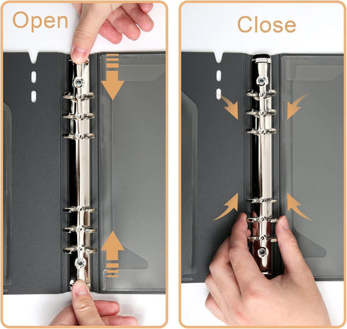 CAGIE A7 Small Binder Notebook with Removable Pages Hardcover Spiral Refillable Notebooks for Note Taking Pocket Notebook with Planning Square Rul...