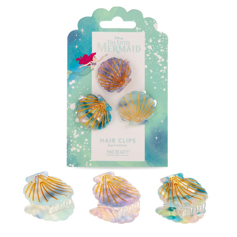 Mad Beauty Disney The Little Mermaid Ariel Hair Clips 3-Pack | Iridescent Seashells | Novelty Beauty, Cosmetic, and Skincare Gifts for Women, Adul...