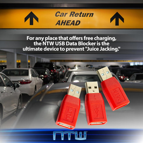 NTW 2nd Gen Secure Charging USB Adapter (5pk) Data Blocker USB Charger, USB Condom for Blocking Data Sync/Protect Against Juice Jacking/Charge Onl...