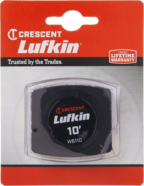 Crescent Lufkin 1/4" x 10' Pee Wee Yellow Clad Pocket Tape Measure - W6110 , Black...