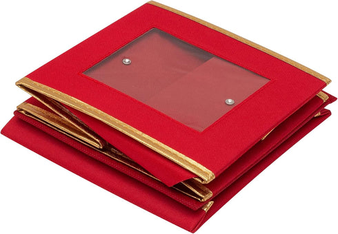 Simplify Holiday Salad Plate Dinnerware Storage Box | 9.45 Inch | Christmas China | 12 Felt Dividers | Tableware Setting | Red...
