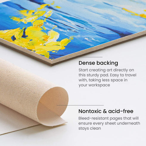 ARTEZA Canvas Pad, 9 x 12 Inches, Pack of 1, 10 Sheets, Glue-Bound Canvas Paper for Oil and Acrylic Painting and Mixed Media Techniques...