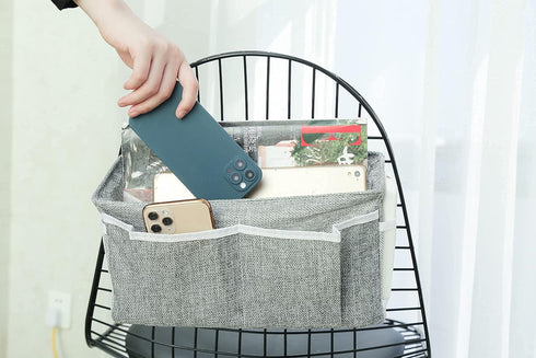 Home, dormitory bed hanging storage bag/storage bag, Dark gray, Length 31 cm, width 11 cm, height 16 cm...