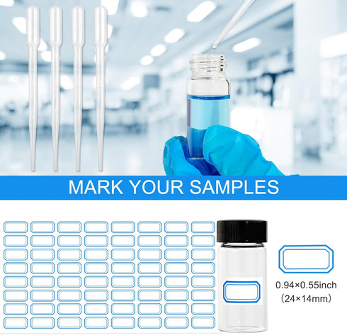 20ml Clear Glass Vials with Screw Caps and plastic Stoppers,Small Lab Sample Vials with Lids, Leak-Proof Liquid Storage Empty Vial. 20PCS...