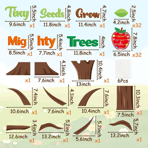 Apple Tree 1st School Bulletin Board - 81Pcs Tiny Seeds Grow Mighty Tree First Day of School Sign Cutouts, Back to School Chalkboard Decor Supplie...