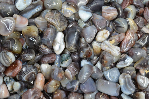 Fantasia Materials: 1/2 lb Tumbled Grey Botswana Agate Stones from Africa - 1" to 1.25" avg. (Size #7)...