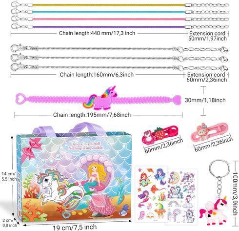 SUYUKI Charm Bracelet Making Kit, Unicorn Mermaid Girls Toy Girls Toys 8-10 Crafts for Girls Ages 4-8 Jewelry Making Kit for Girls 8-12 Toys for G...