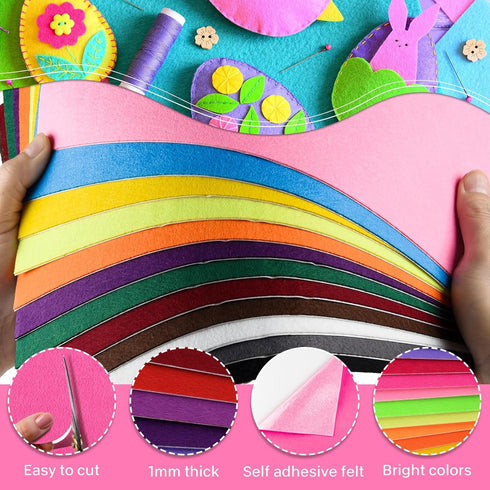 Morcheiong 12 Pcs Self Adhesive Felt Sheet Soft Felt Sheets with Adhesive Backing for Art Project and Sewing DIY Craft(11.8"x7.9"/30x20cm)- 12 Col...