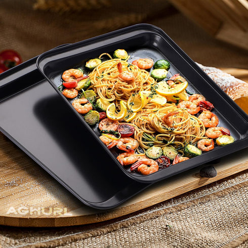 Baking Sheets, Small Cookie Trays, Nonstick Carbon Steel Baking Pan, Bakeware Set, 2-Pack, 9.45 X 7.09 Inch (Inner 7.5x6)...