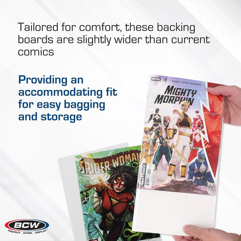 BCW Current Comic Book Backing Boards - 100 Pack | 24 pt., Coated, Buffered with 3% Calcium Carbonate | Precision Cut for Current Comic Bags | Lon...