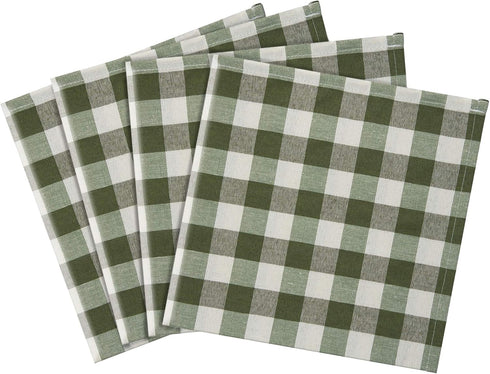 Buffalo Check Dinner Table Napkins, 4 Pack, Sage - 17" x 17" - Premium Quality Plaid Cloth Napkins are Durable, Wrinkle-Resistant, Stain Repellent...