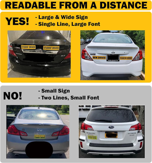 TOTOMO Student Driver Sticker for Car- Large 12x3 Adhesive Reflective Vehicle Safety Sign Window Cling for New Rookie Learner Drivers Removable Bu...