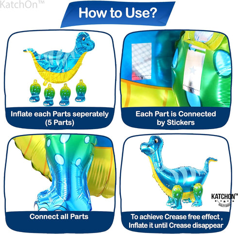 KatchOn, Big Blue Three Rex Balloons - 35 Inch Pack of 10 | Blue Dinosaur Balloon, Three Rex Birthday Party Decorations Boy | Blue Dinosaur Party ...