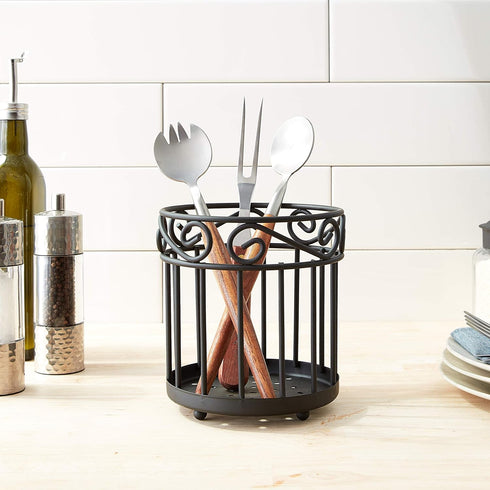Spectrum Diversified 55810 Scroll Grande Utensil Holder, Black...