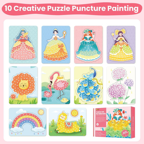 YOTOY Fabric Art Frenzy Toys for Girls Age 3 4 5 6 7 8 Years Old, Poke Art Kits, Fabric Art for Kids, Creative Puzzle Puncture Painting Toy Gift f...