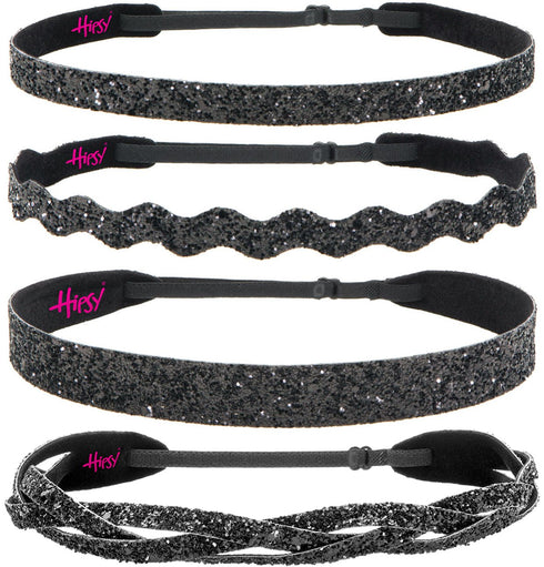 Hipsy Adjustable No Slip Cute Fashion Black Headbands for Women Gift Packs (Black Sparkly Headband 4pk)...