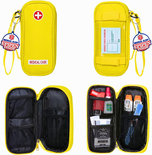 EpiPen Medical Carrying Case Insulated, Travel Medication Organizer Bag Emergency Medical Pouch, Fits 2 EpiPens, Asthma Inhaler, Anti-Histamine, A...