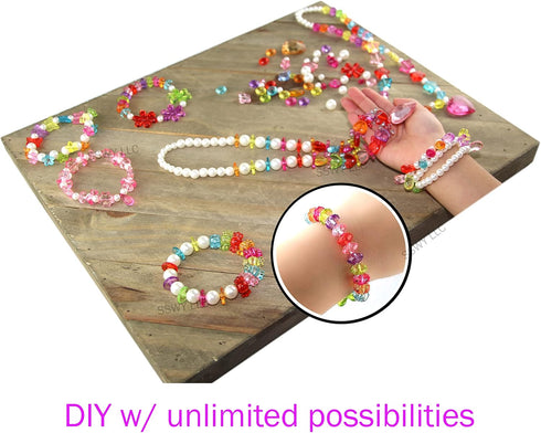DAZZLINGKIT Bracelet Making kit Beads Charm for Jewelry Making kit for Girls. 500+ Pieces Variety Shapes and Colors Perfect Toys for Girls Kids Ag...