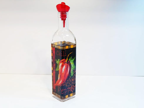 Grant Howard Red Chili Oil & Vinegar Glass Cruet with Ergo Pourer, 16 oz, Multicolored...