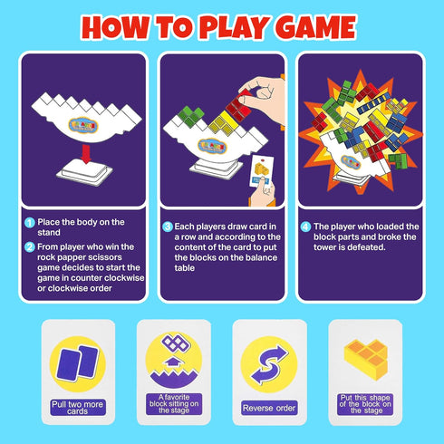 Tetra Tower Game, Stack Attack Game - 48PCS Building Blocks Balance Game, Board Games for Family Night, Tetra Tower 2+ Players Balance Stacking To...