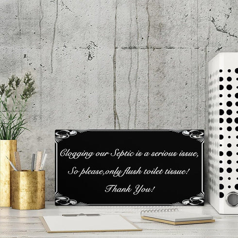 Only Flush Tissue Hanging Bathroom Plaque Septic Tank Toilet Wall Door Decor Thank You Sign 12" x 6"...