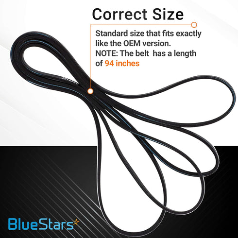 Ultra Durable 8547157 Dryer Drum Belt 95.2in Replacement Part by BlueStars - Exact Fit for Whirlpool & Kenmore Dryers - Replaces WP8547157 AP6013152