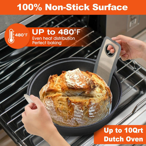 3 Size Sourdough Silicone Bread Sling - Oval and Round Non-Stick & Easy Clean Reusable Oval Silicone Baking Mat for dutch oven. With Long Handles ...