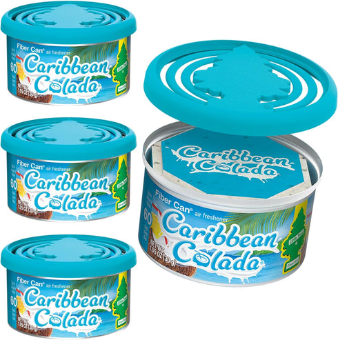 LITTLE TREES Car Air Freshener. Fiber Can Provides a Long-Lasting Scent for Auto or Home. Recycled Fiber. Caribbean Colada, 4 Air Fresheners...