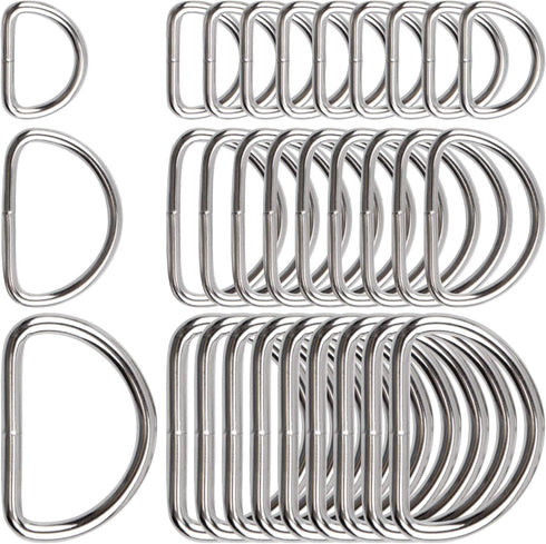 BronaGrand 60pcs Assorted Multi-Purpose Metal D Ring Semi-Circular D Ring for Hardware Bags Ring Hand DIY Accessories - 1/2 Inch, 3/4 Inch, 1 Inch...