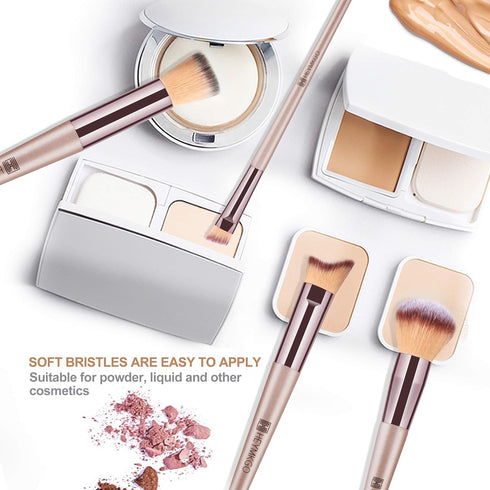 HEYMKGO Makeup Brushes 15PCS Champagne Gold Professional Makeup Brush Set Foundation Brush Blending Powder Blush Concealer Eye Make Up Brush with ...