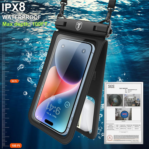 Double Space Waterproof Phone Pouch Case Compatible for Samsung Galaxy S24 S23 S22 S21 S20 S10 Note 20/10/9 up to 7", Cellphone Case Dry Bag Vacat...