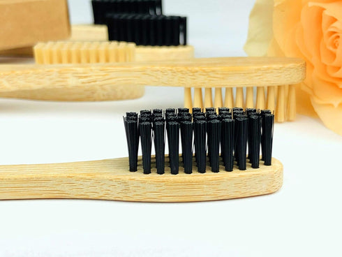 Bamboo Toothbrush Medium Bristle, 10Pcs Biodegradable Bulk Wooden Toothbrushes...