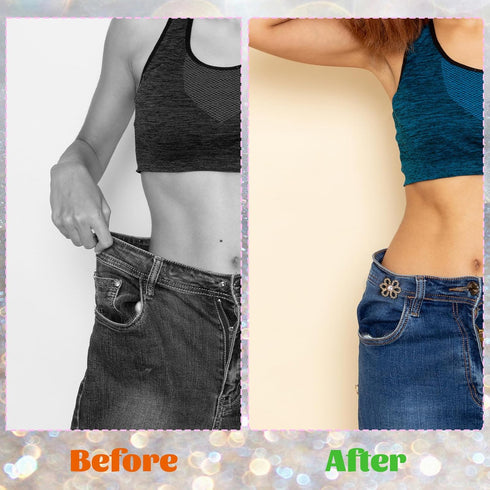 Pant Waist Tightener, 4 Sets Detachable Flower Jean Buttons for Loose Jeans No Sew and No Tools Instant Button Pins for Pants Jeans Waist Tightene...