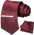 JEMYGINS Solid Color Mens Plaid Tie and Pocket Square with Tie Clip Sets...