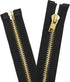 Mandala Crafts 48 Inch Metal Heavy Duty Zippers - #10 Black Tape Gold Metal Separating Zippers for Sewing Jacket Coat Upholstery...