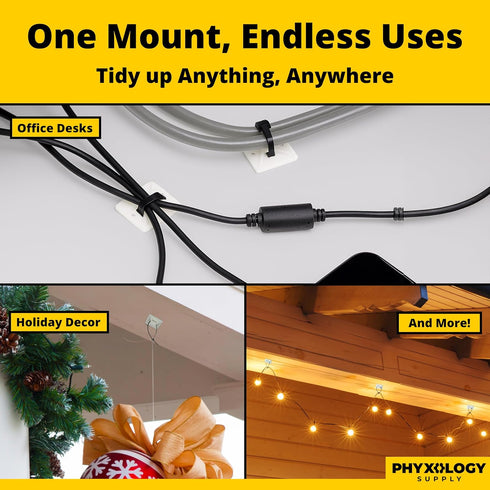 Super-Adhesive X-Large Cable Tie Mounts 100 Pack For Fast, Frustration-Free Wire Management. Anchor These Zip Tie Bases Tools-Free With Sticky Bac...
