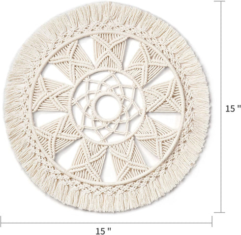 Dahey Macrame Wall Hanging Woven Tapestry Wall Art Wreath Chic Boho Decor Christmas Day Gift Festival Mandala for Apartment Home Bedroom Living Ro...