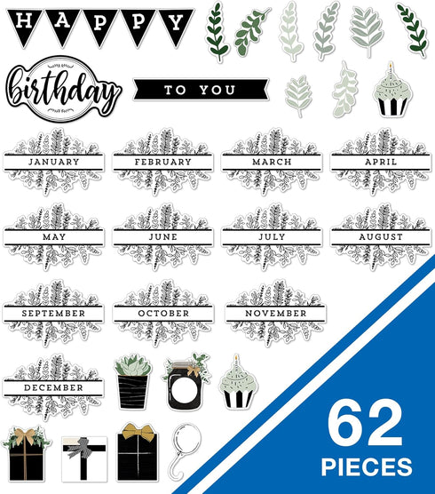 Carson Dellosa 62-Piece Farmhouse Classroom Birthday Calendar Bulletin Board Set, Classroom Birthday Chart With Happy Birthday Banner, Bulletin Bo...