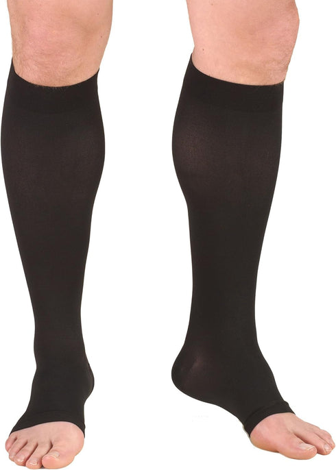 Truform 30-40 mmHg Compression Stockings for Men and Women, Knee High Length, Open Toe, Black, Small...