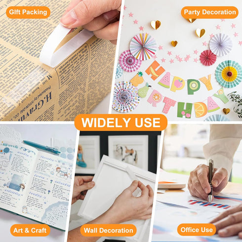 Double Sided Tape 1 Inch x 40 Yards - 2 Rolls, Strong Adhesive Double Sided Sticky Tape, Two Sided Tapes, Multipurpose Tape for Arts, DIY, Crafts,...