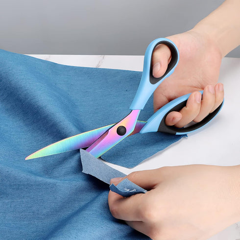 Craft Scissors Set of 3 Pack, All Purpose Sharp Titanium Blades Shears, Rubber Soft Grip Handle, Multipurpose Fabric Scissors Tool Set Great for O...