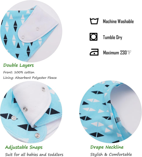 Teething Bibs Baby Bandana Bib Sets with Teething Corner(American Flag Style), BPA-Free Silicone Teether, Adjustable Snap for Girls (5 Packs)...