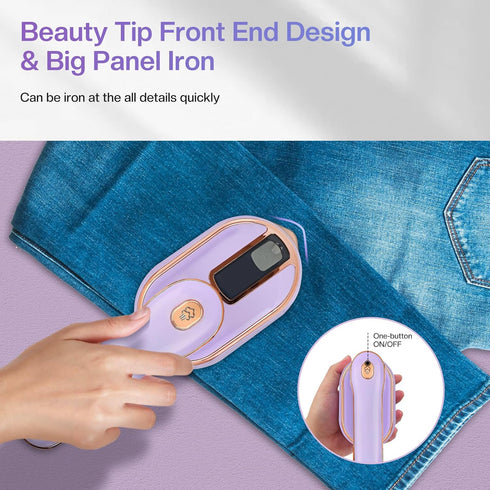 Mini Steam Iron, Travel Steamer for Clothes Portable Mini Iron, Portable Steamer for Dry and Wet Ironing, 970W Handheld Steamer 180° Rotatable Gar...